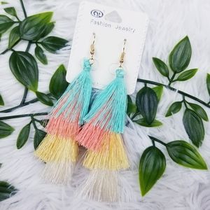 3 FOR 15 Multicolor Stacked Tassle Fringe Earrings